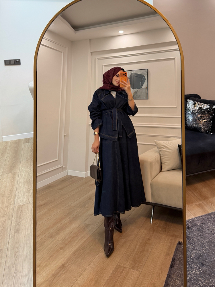 PREMİUM CEKETLİ DENİM ETEKLİ TAKIM