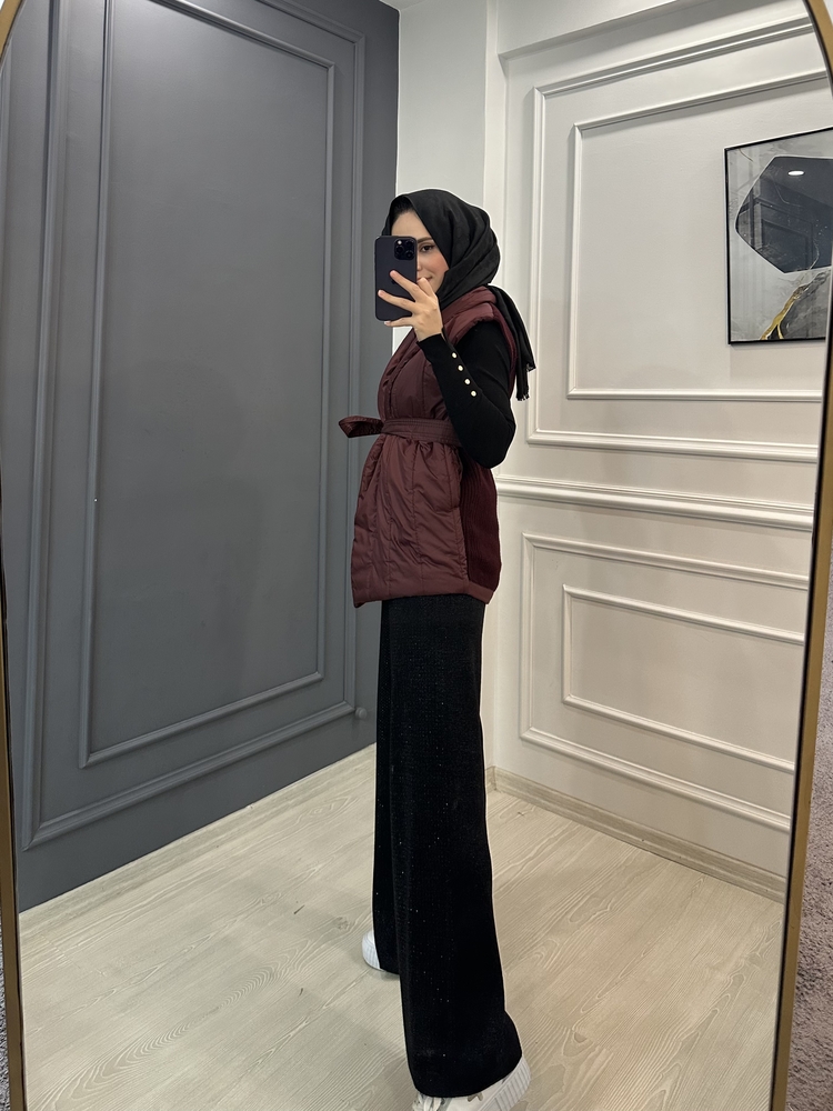 Triko Detaylı Şişme Yelek