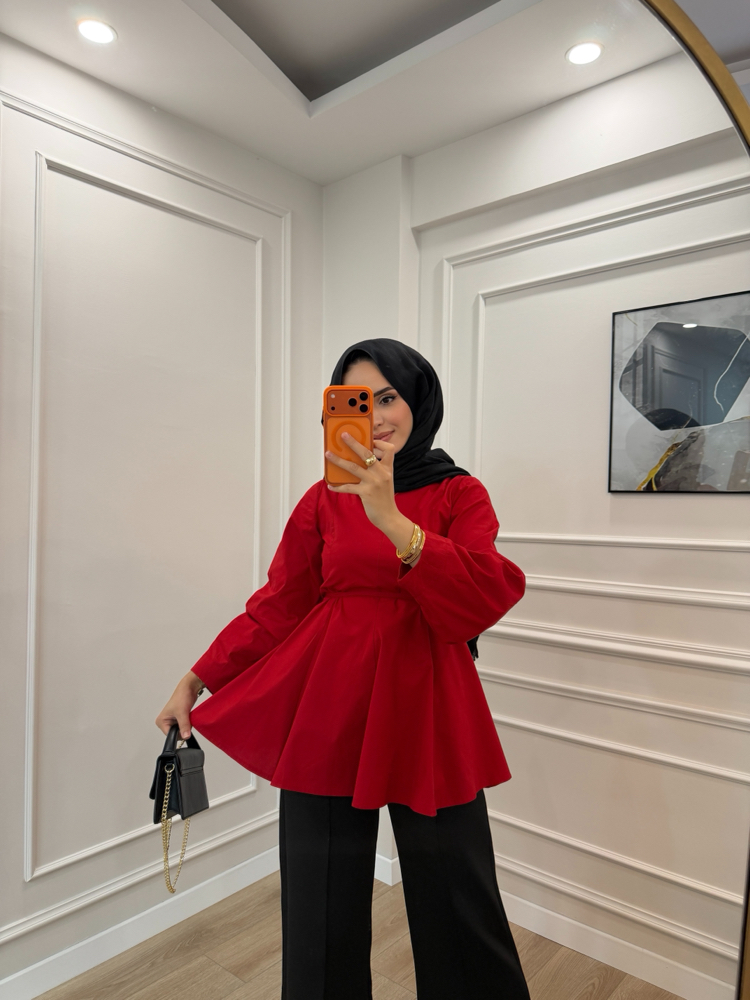 Volanlı Poplin Tunik