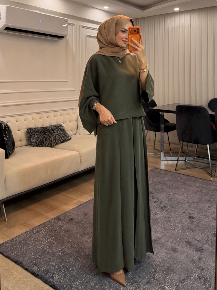 PREMİUM MODAL ETEK GÖRÜNÜMLÜ PANTOLONLU TAKIM 