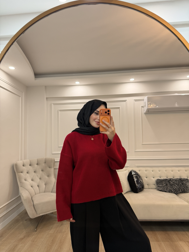 ŞAL DETAYLI TRİKO KAZAK 