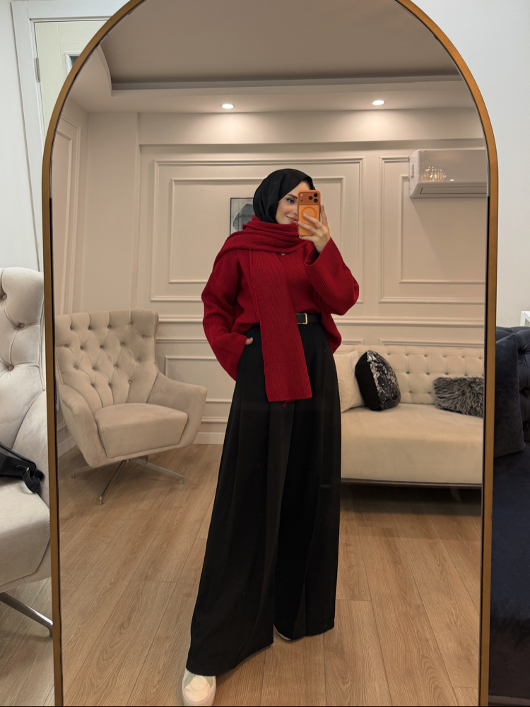ŞAL DETAYLI TRİKO KAZAK 