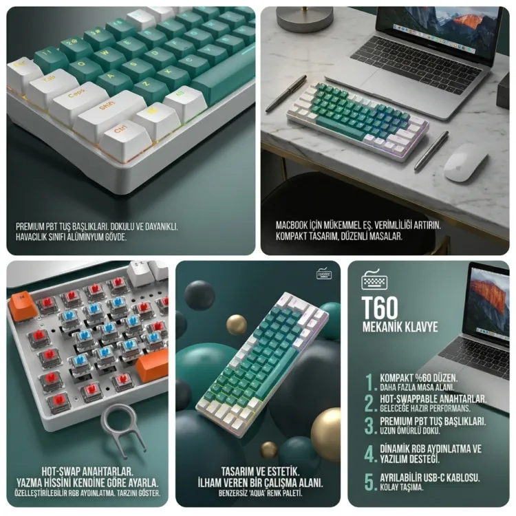 Blic T60 Mini Blue Switch Mekanik Klavye