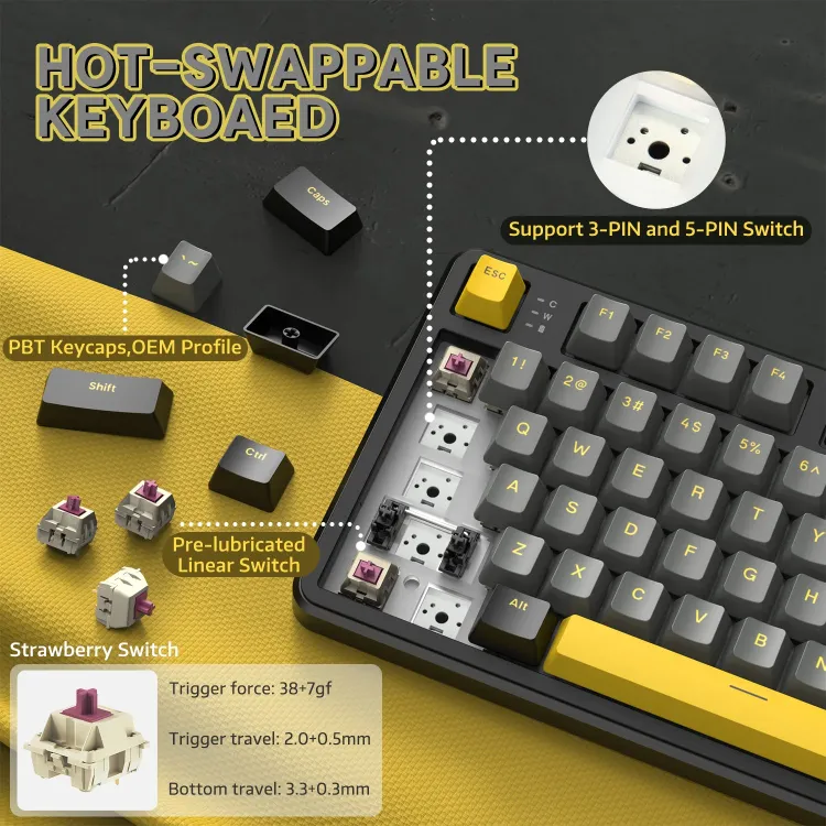 Attack Shark X87 Star Black - TKL Gasket Mekanik Klavye