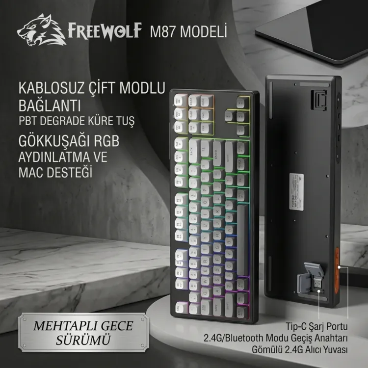Freewolf M87 Kablosuz Mekanik Klavye