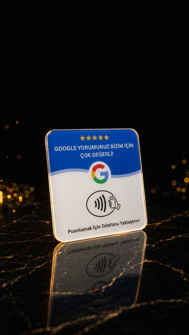 Google Yorum Levhası - 8x8cm Kendinden Yapışkanlı Pleksi Levha -