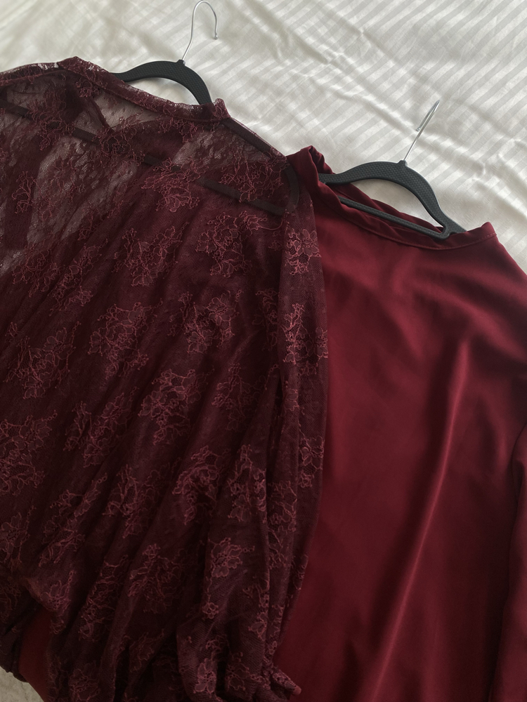 Bordo dantel elbise