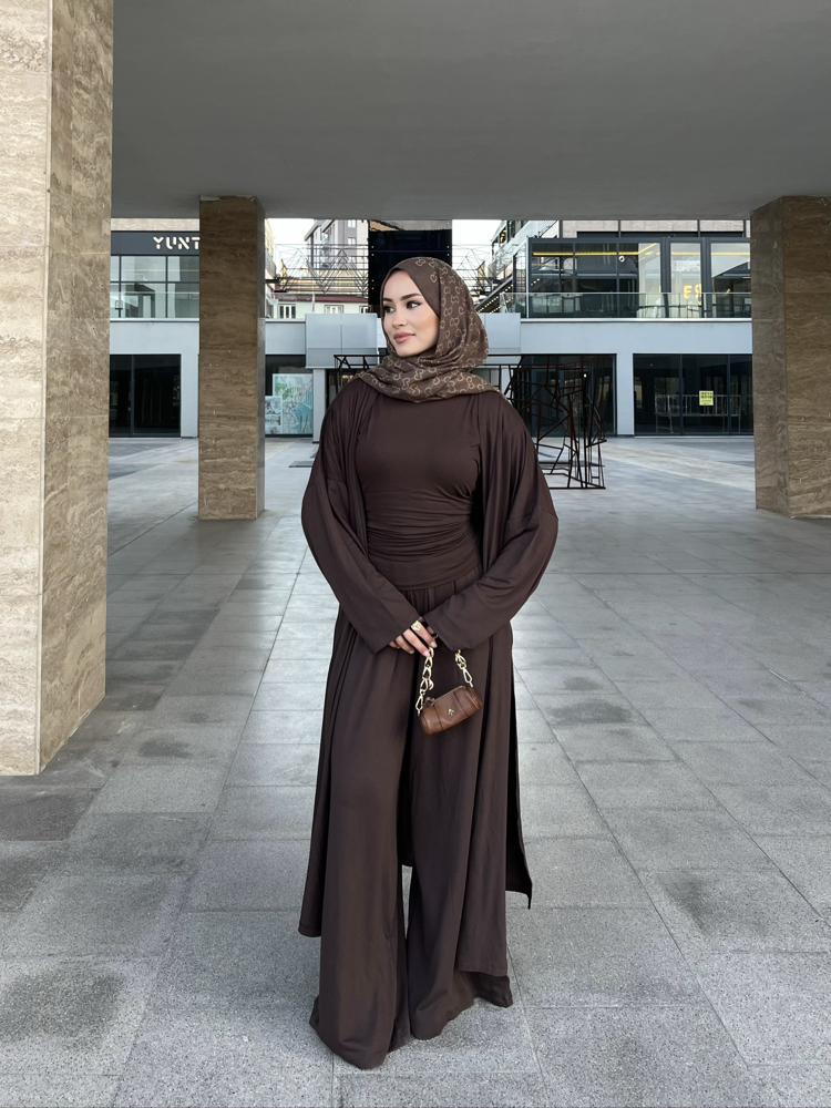 Üçlü Abaya Takım Kahve ( ön sipariş )