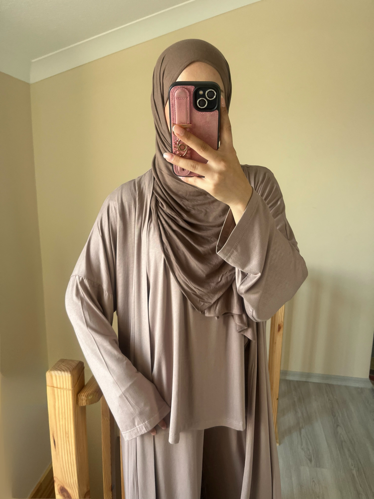Üçlü Abaya Takım Vizon (Ön Sipariş)