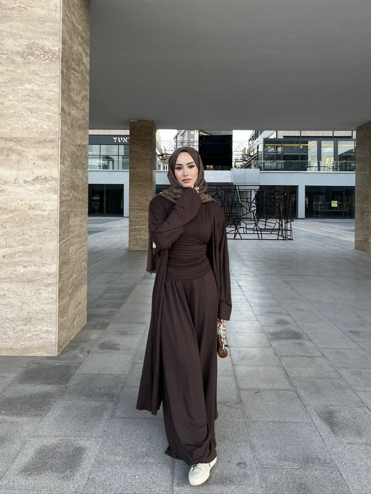 Üçlü Abaya Takım Kahve ( ön sipariş )