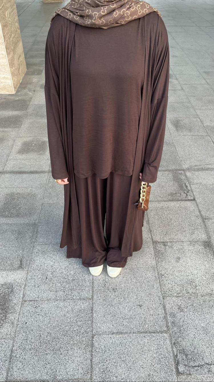 Üçlü Abaya Takım Kahve ( ön sipariş )