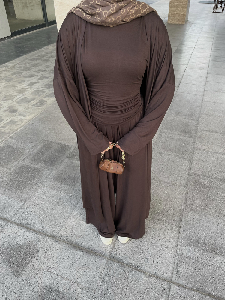 Üçlü Abaya Takım Kahve ( ön sipariş )