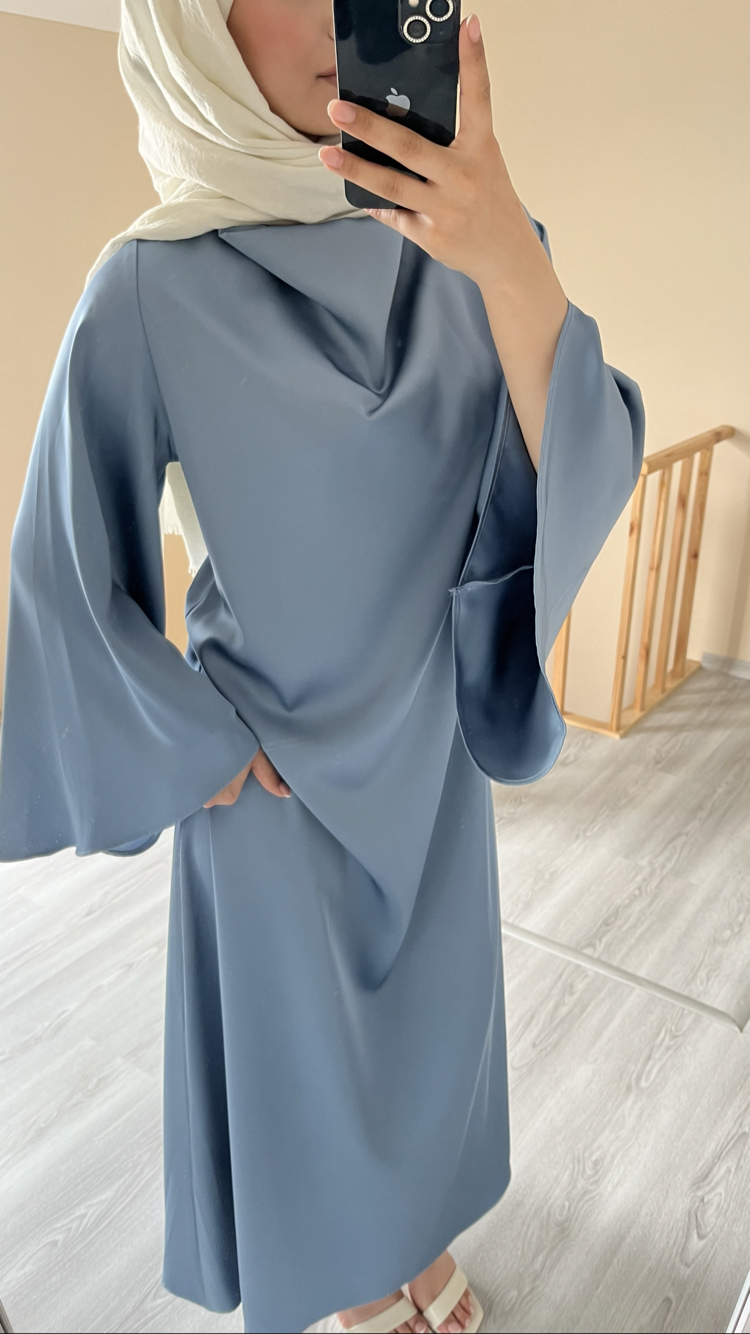 Pearl Saten Mavi Elbise