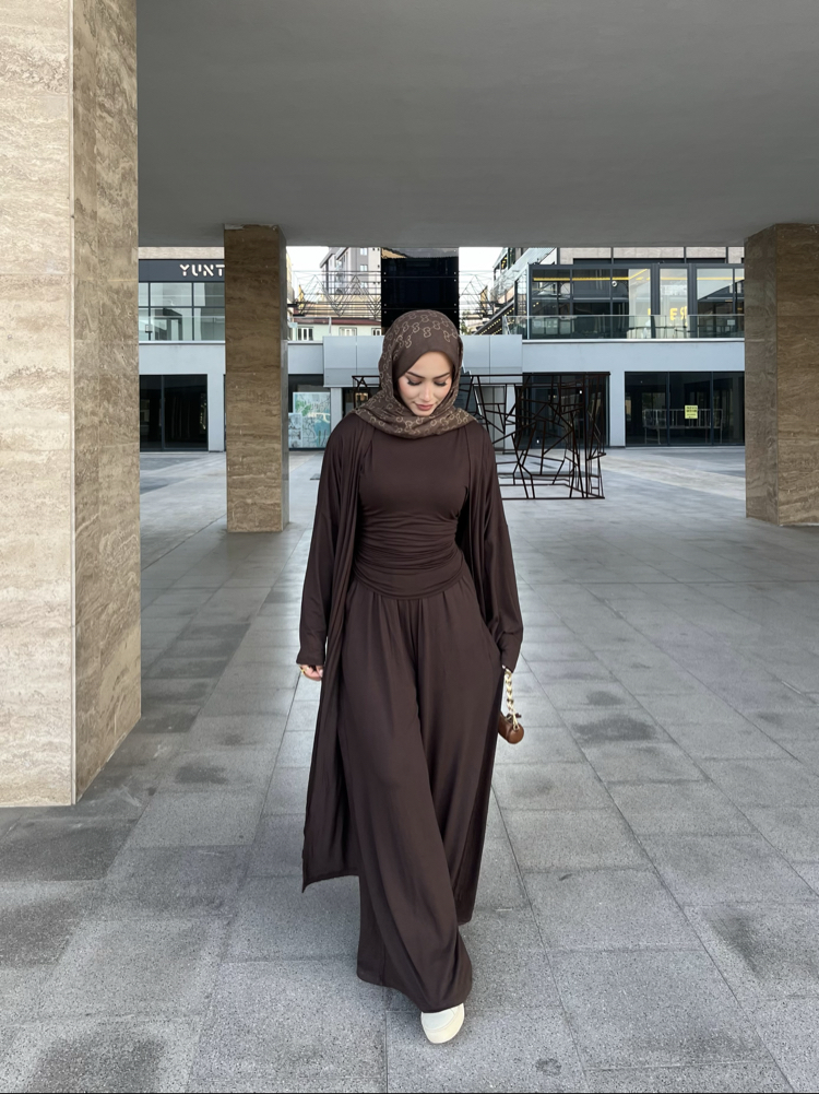 Üçlü Abaya Takım Kahve ( ön sipariş )