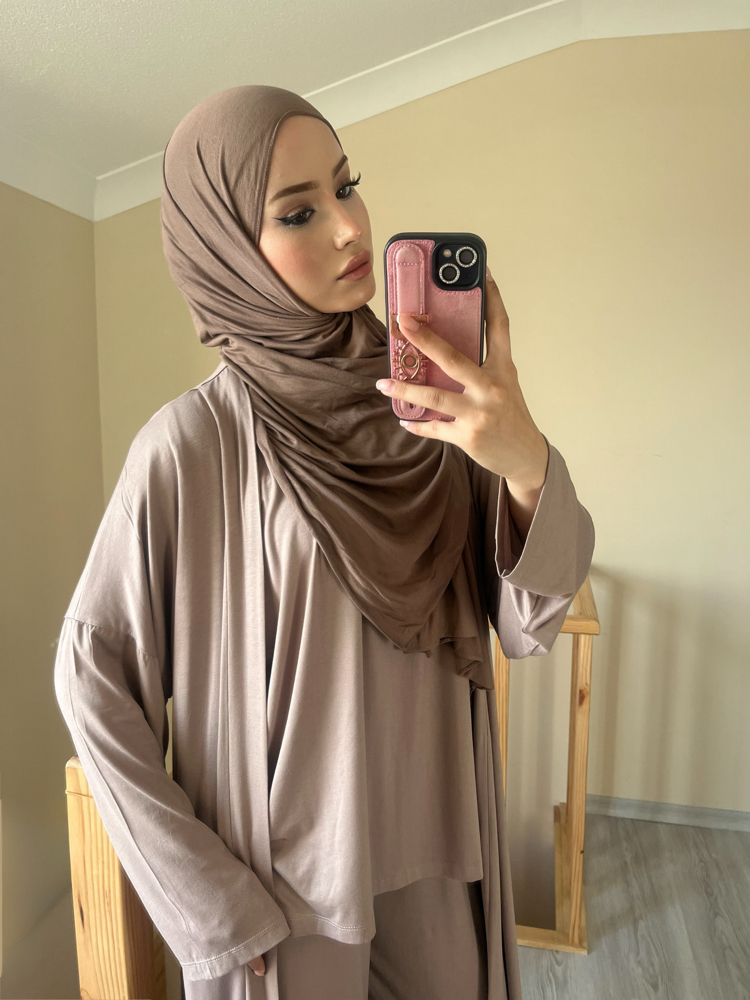 Üçlü Abaya Takım Vizon (Ön Sipariş)