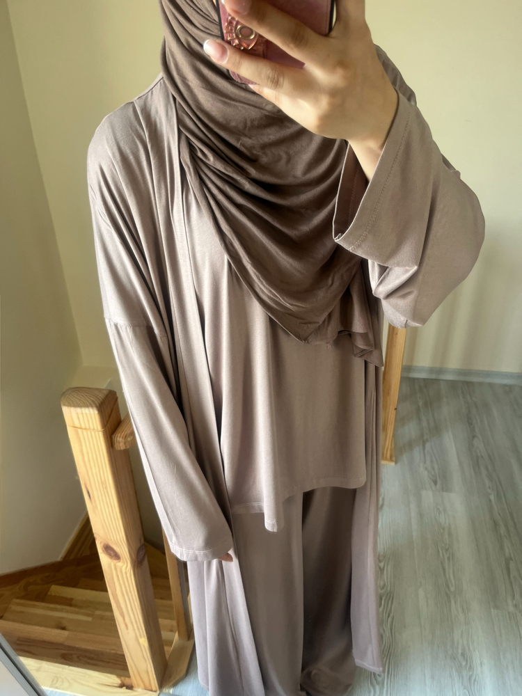 Üçlü Abaya Takım Vizon (Ön Sipariş)