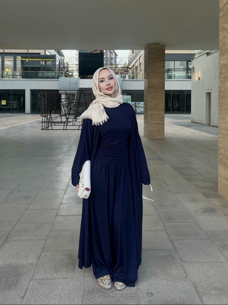 Üçlü Abaya Takım Lacivert ( ön sipariş )