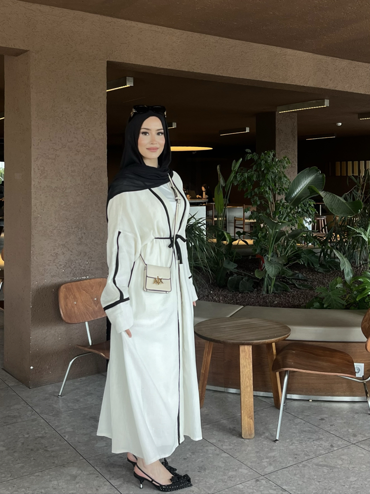 Kuşaklı Müslin Abaya (ön sipariş)