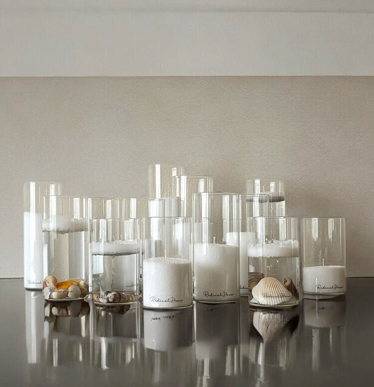 Brillant Collection - 3lü Cam Silindir Mumluk ve 1 kg İnci Tozu