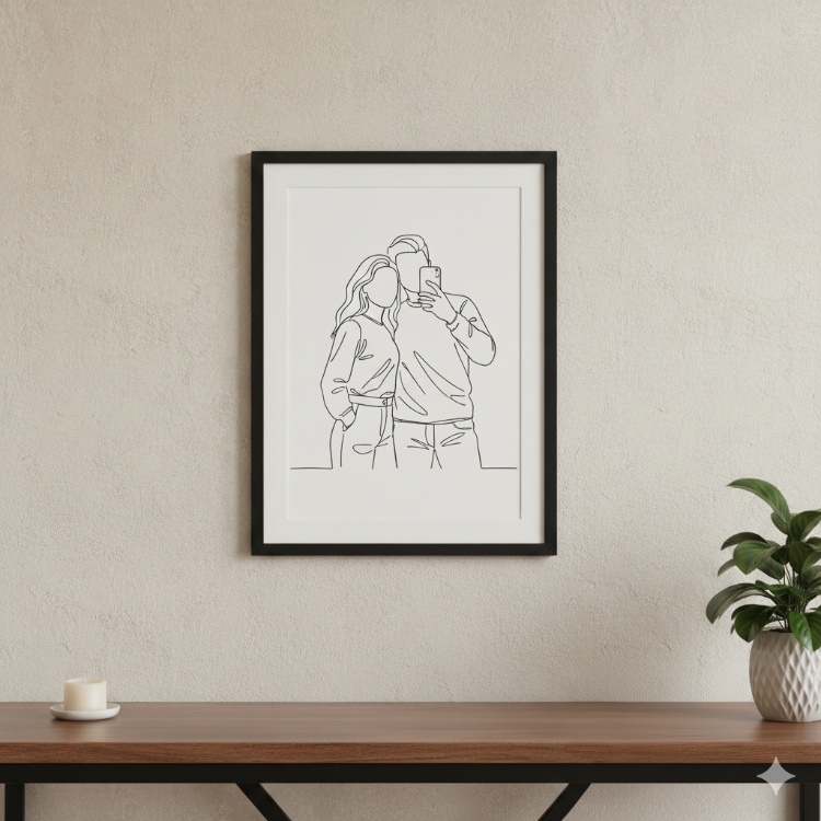 Kişiye Özel Minimalist Line Art Portre | Dijital Çizim | Sevgiliye & Arkadaşa Hediye