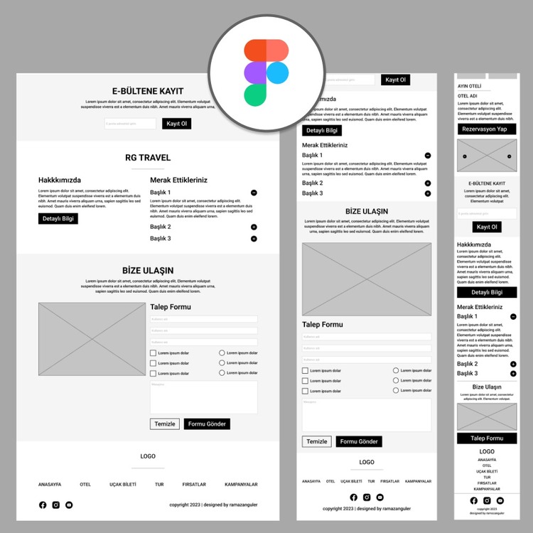 Otel ve Seyahat Acentesi Responsive Wireframe Şablonu