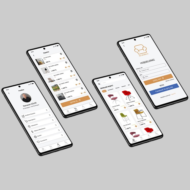 Mobilya Uygulaması Figma Şablonu - 26 Ekran + UI Kit