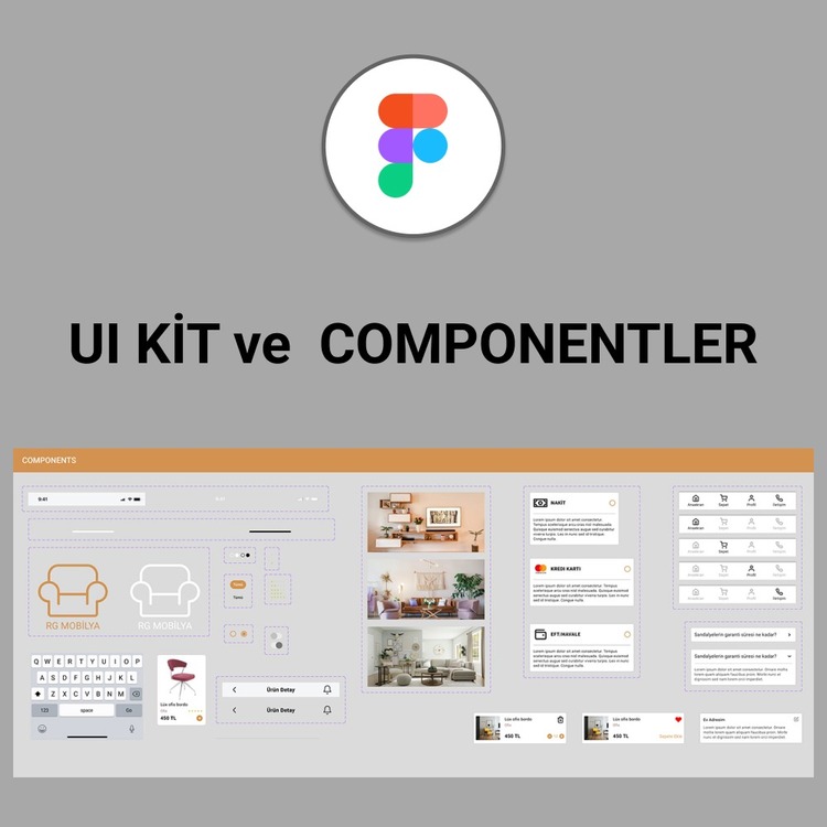 Mobilya Uygulaması Figma Şablonu - 26 Ekran + UI Kit
