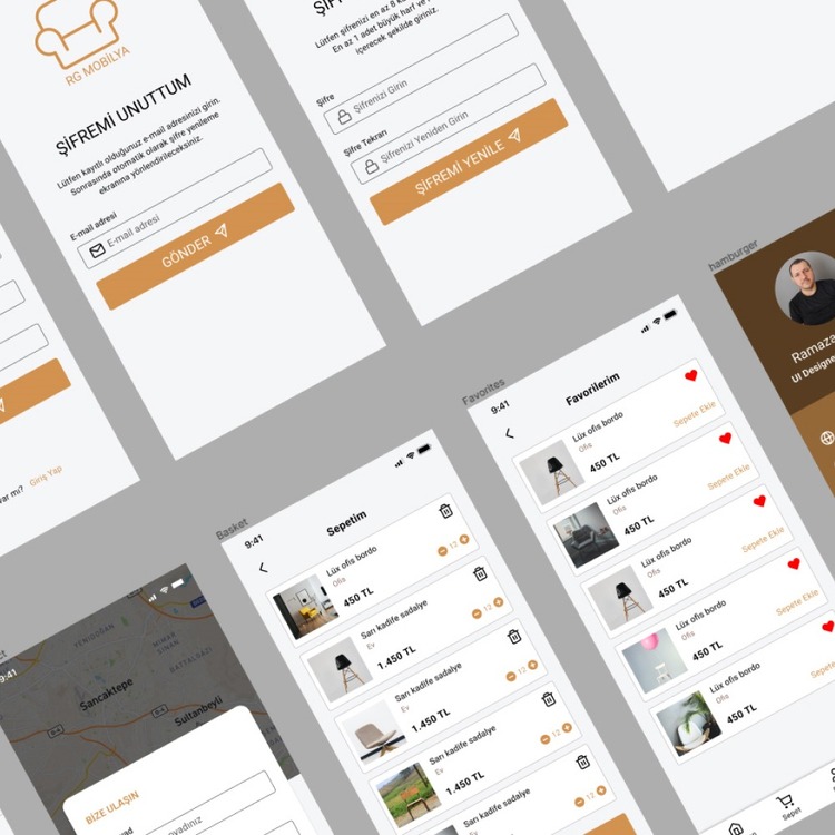 Mobilya Uygulaması Figma Şablonu - 26 Ekran + UI Kit