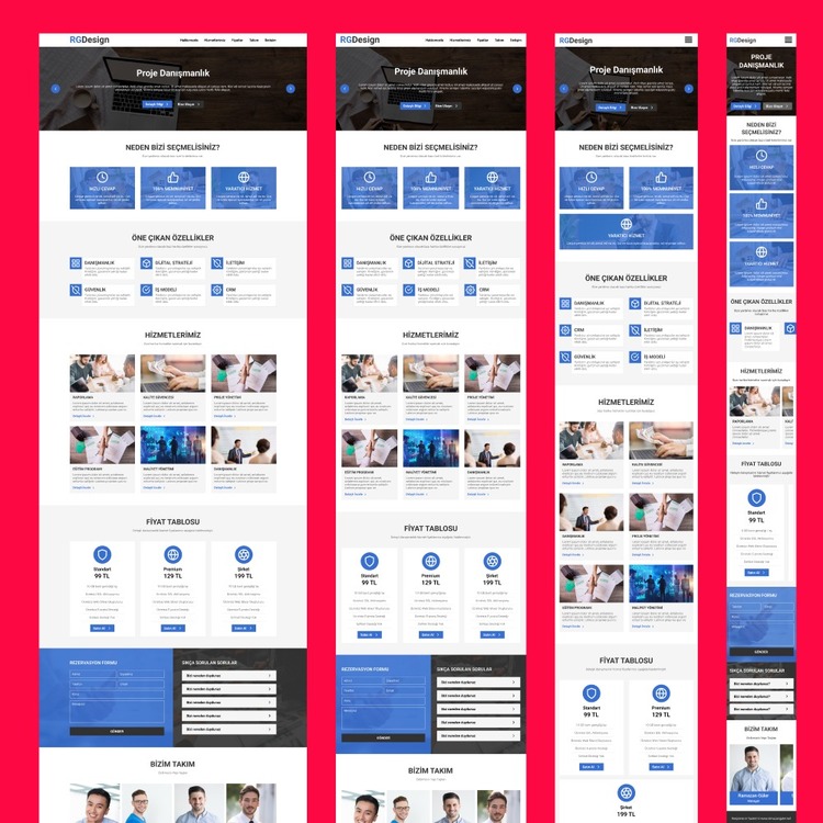 Tüm Sektörlere Uyarlanabilir Responsive Web Sitesi Şablonu