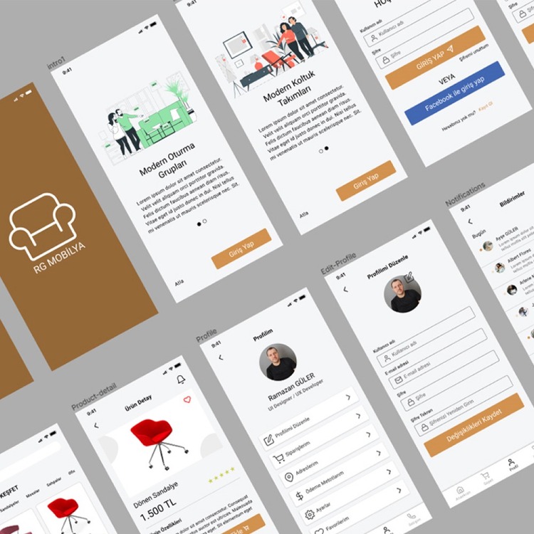 Mobilya Uygulaması Figma Şablonu - 26 Ekran + UI Kit