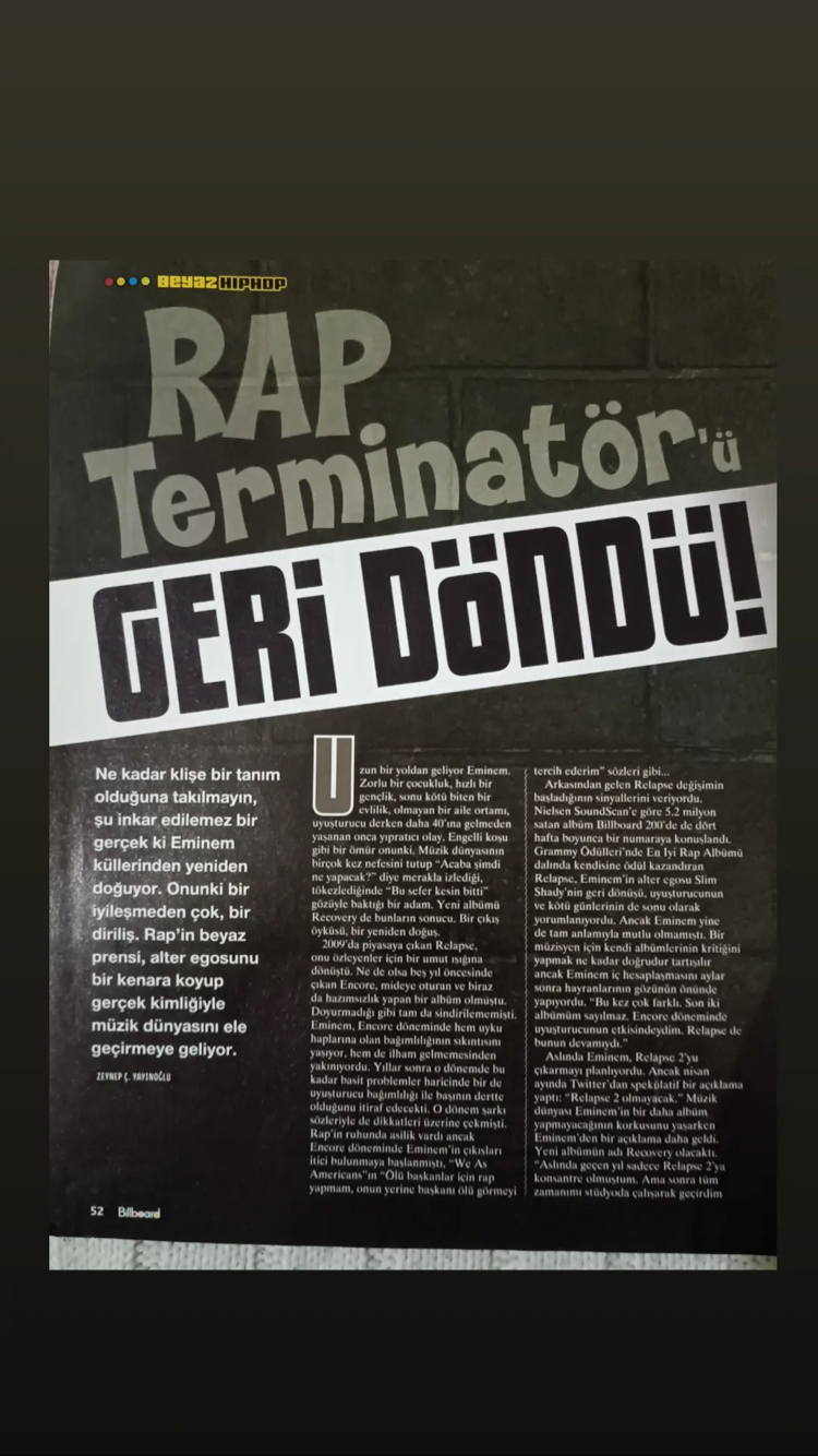 Eminem zaman tüneli posteri haber röportaj( 4 sayfa )