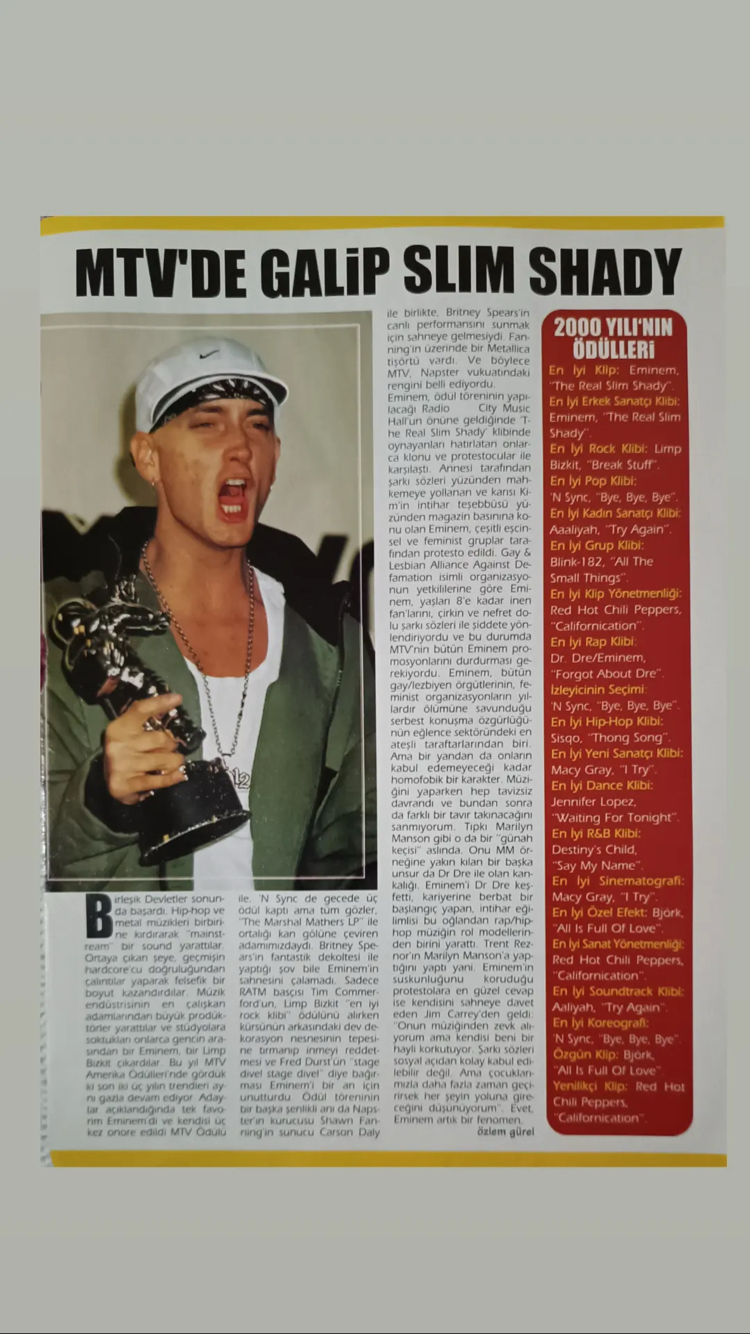 Eminem zaman tüneli posteri haber röportaj( 4 sayfa )