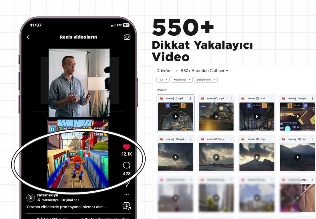 Dikkat Yakalayıcı İkinci Videolar 550+
