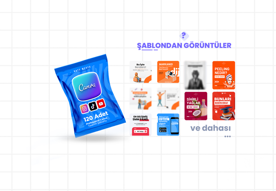 İçerik Üretici Paketi ( 120 Profesyonel Canva Tasarımı + İçerik Üretim Kursu )