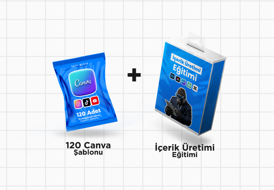İçerik Üretici Paketi ( 120 Profesyonel Canva Tasarımı + İçerik Üretim Kursu )