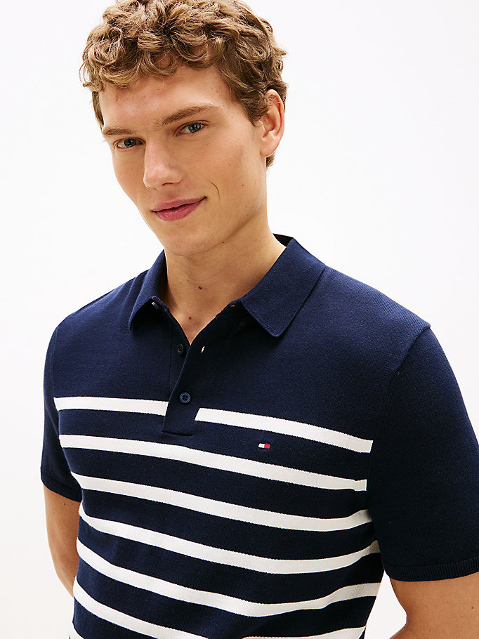 Lacivert Merserize Örme Triko Polo Yaka T-Shirt
