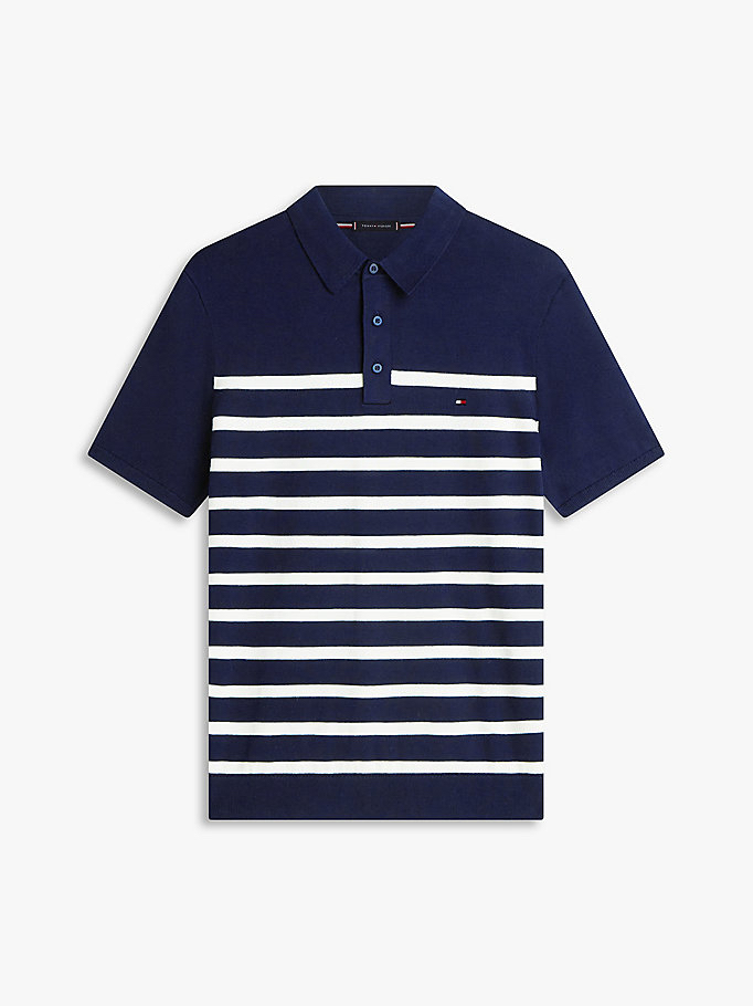 Lacivert Merserize Örme Triko Polo Yaka T-Shirt