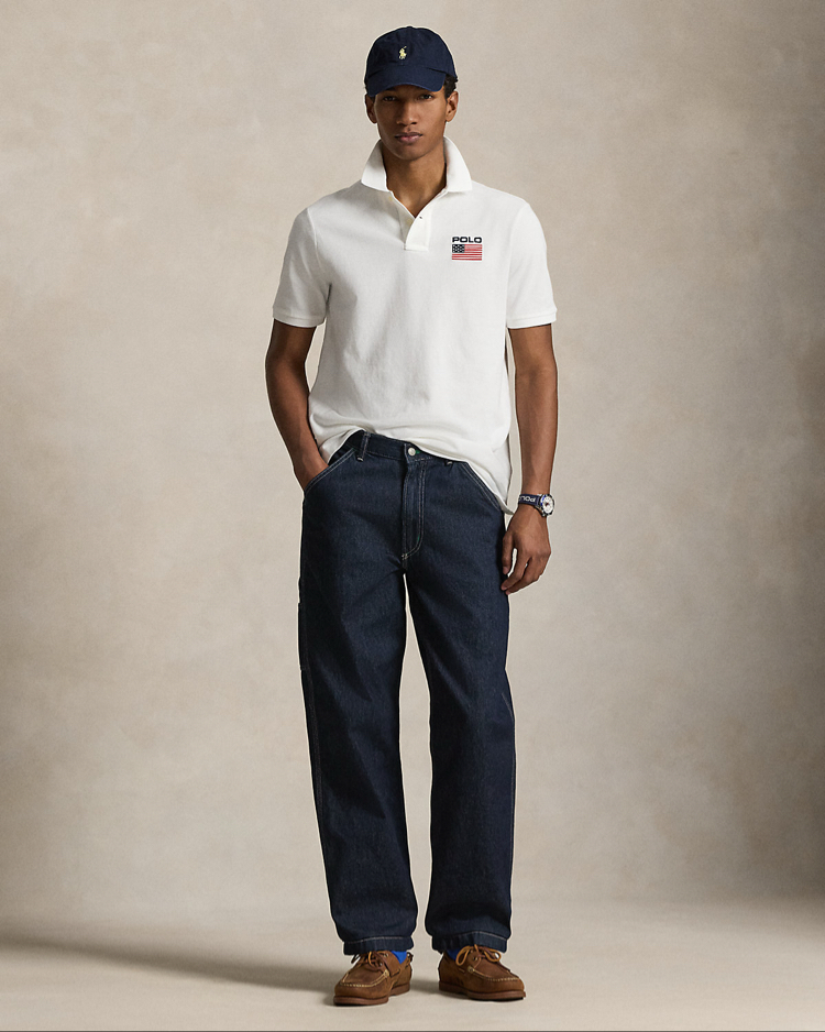 Beyaz Flag Mesh Polo Yaka T-Shirt