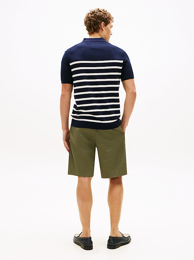 Lacivert Merserize Örme Triko Polo Yaka T-Shirt