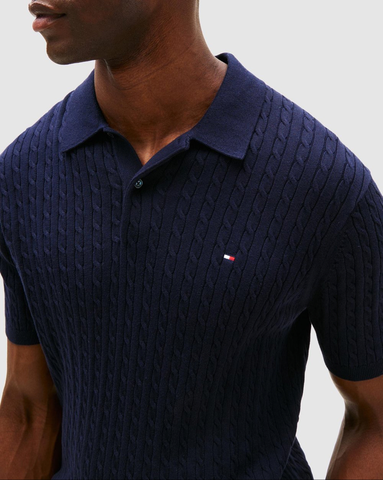 Lacivert Merserize Örme Triko Polo Yaka T-Shirt