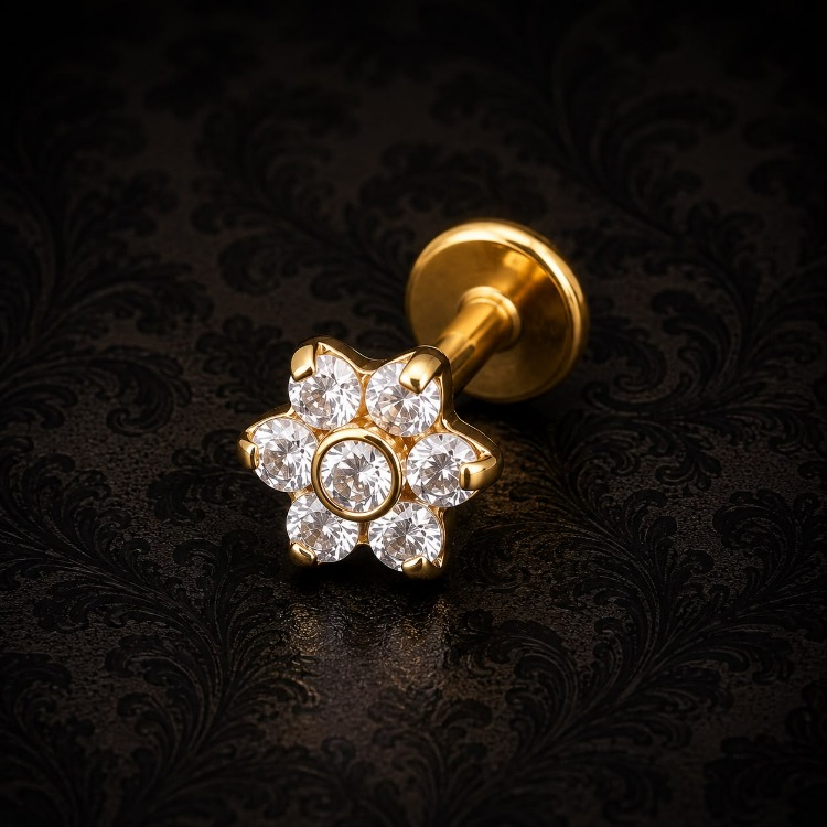Gold Titanyum Çiçek Flatback