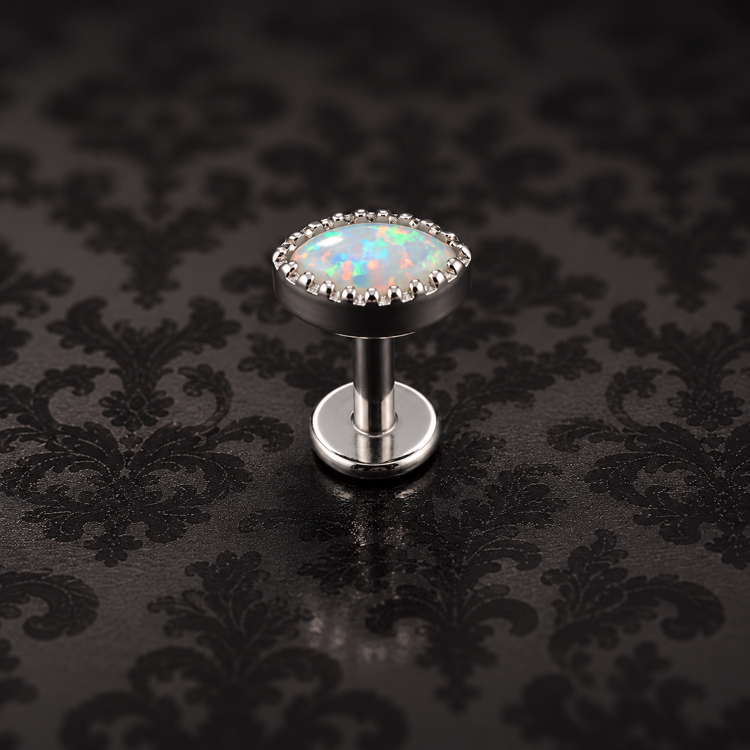 Titanyum Silver Opal Flatback