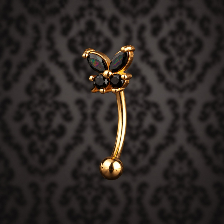 Cerrahi Çelik Gold Kelebek Rook Model