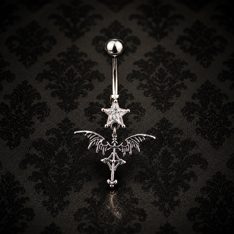 Silver Cerrahi Çelik Yarasa Belly Piercing