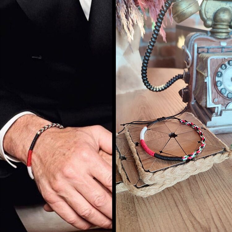 Unisex Örgü - Sarma Model Filistin Bilekliği