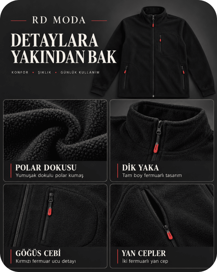 Siyah Unisex Polar Mont