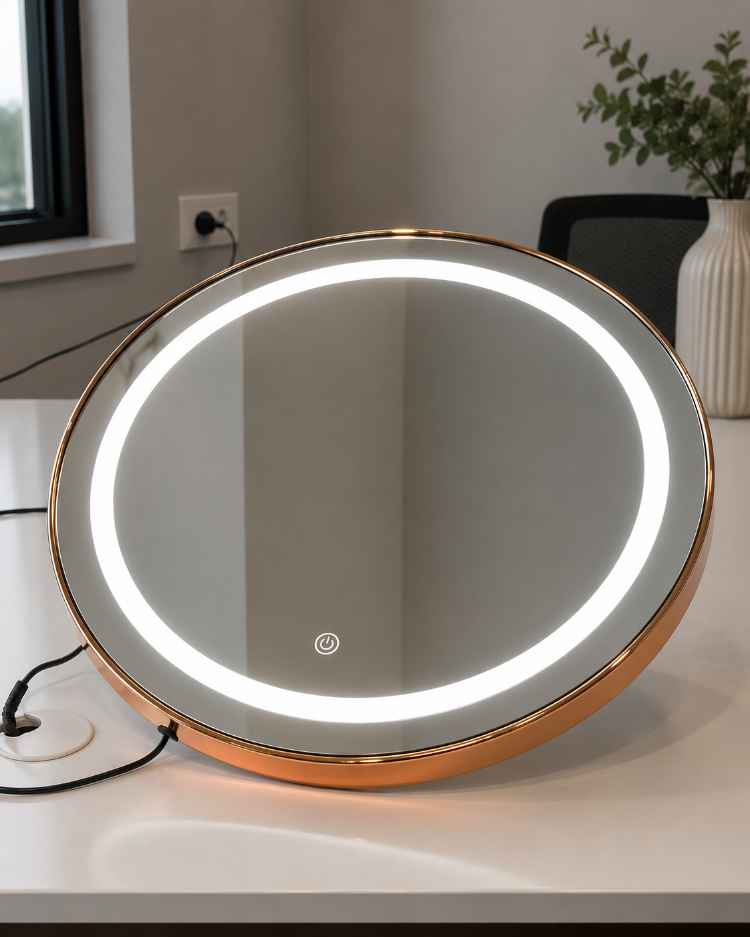 Bronz PVC Çerçeveli Modern LED Dokunmatik Ayna
