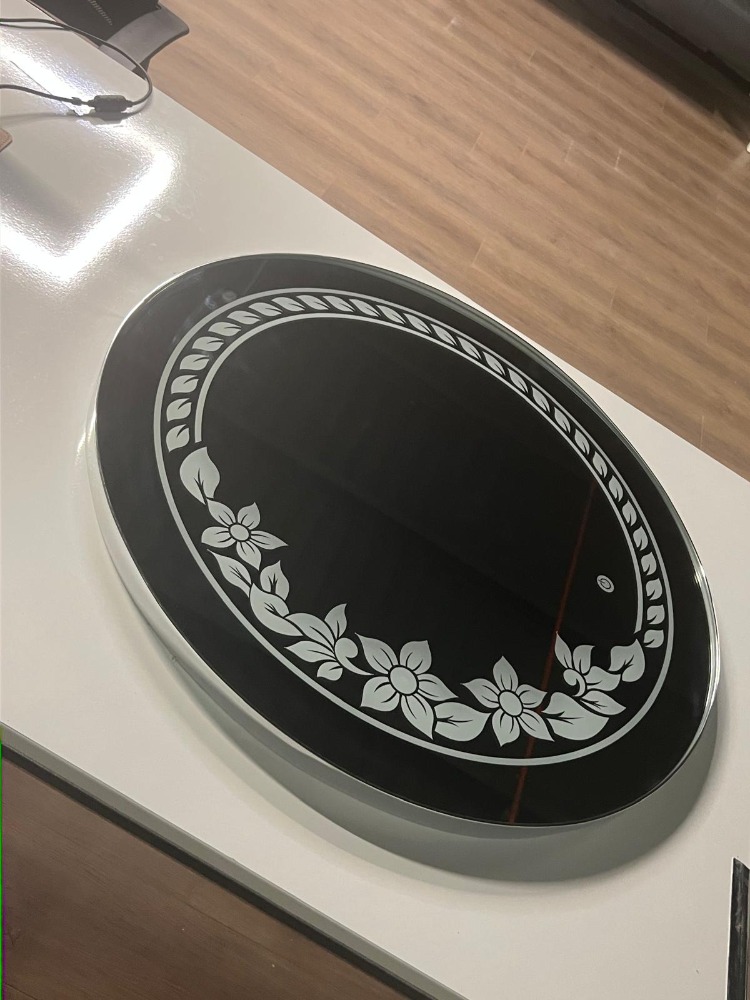 Kumlama Desenli PVC Çerçeveli LED Dokunmatik Ayna