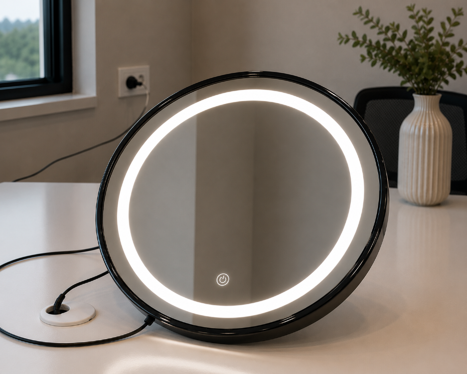 Siyah PVC Çerçeveli Modern LED Dokunmatik Ayna