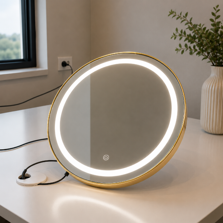 Gold PVC Çerçeveli Modern LED Dokunmatik Ayna